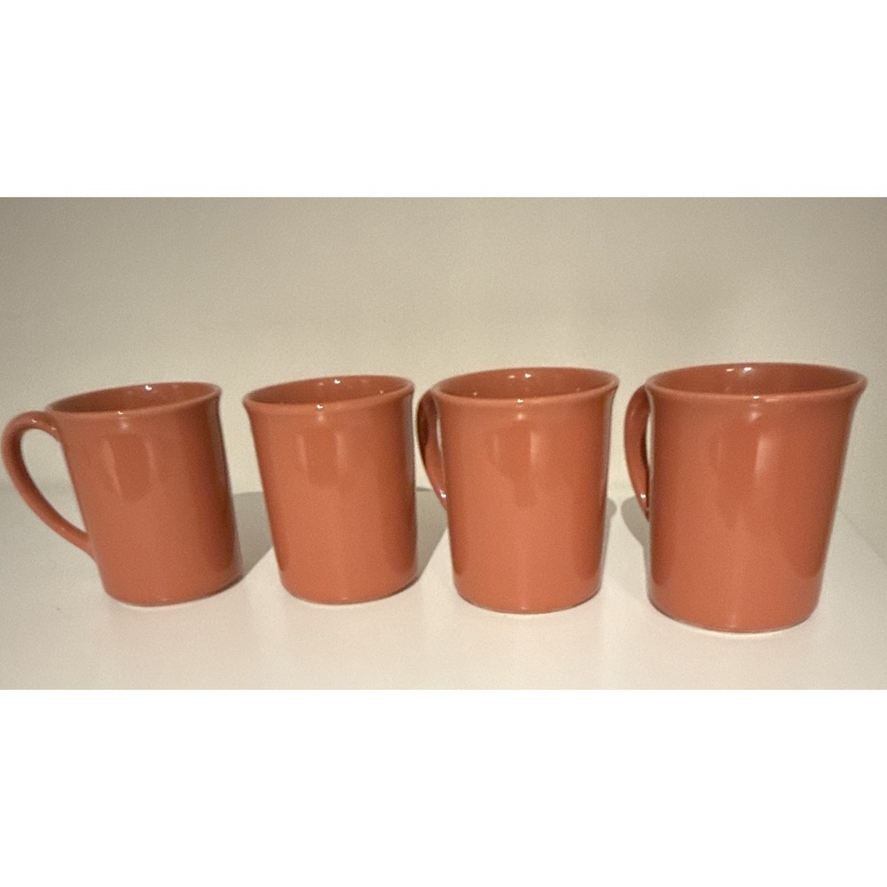 Vintage Corning Orange Stoneware Mug Set of 4 15 oz Microwave/Dishwasher Safe